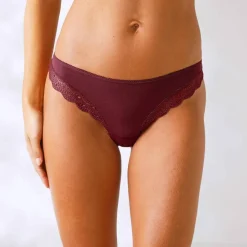 Culotte forme tanga en coton et dentelle - lot de 3