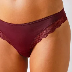 Culotte forme tanga en coton et dentelle - lot de 3