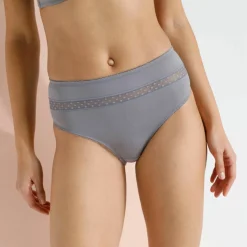 Culotte haute microfibre et tulle plumetis effet seconde peau Paia - lot de 2