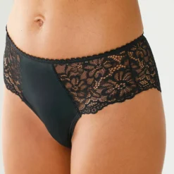 Culotte microfibre et dentelle stretch forme tanga taille haute - lot de 2