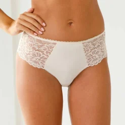 Culotte microfibre et dentelle stretch forme tanga taille haute - lot de 2