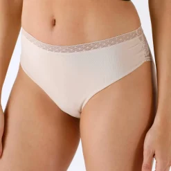 Culotte midi taille haute microfibre et dentelle - lot de 2