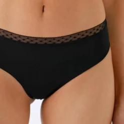 Culotte midi taille haute microfibre et dentelle - lot de 2