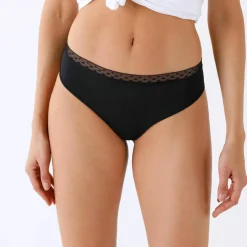 Culotte midi taille haute microfibre et dentelle - lot de 2