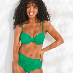 Culotte taille haute drapée unie, Solaro