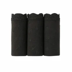 Culotte taille haute en coton stretch brodé et dentelle - lot de 3