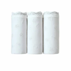 Culotte taille haute en coton stretch brodé et dentelle - lot de 3