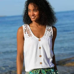 Débardeur boutonné macramé