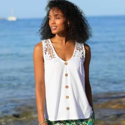 Débardeur boutonné macramé