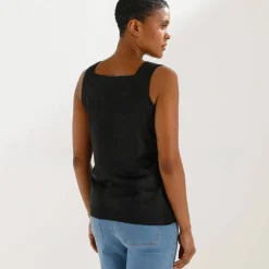 Débardeur col carré en maille, toucher doux