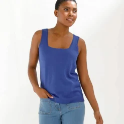 Débardeur col carré en maille, toucher doux