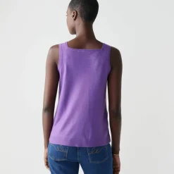 Débardeur col carré en maille, toucher doux
