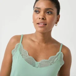 Débardeur col V dentelle, bretelles réglables