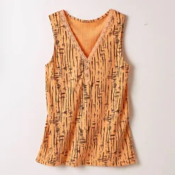 Débardeur imprimé, col V macramé