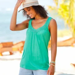 Débardeur macramé, coton-viscose