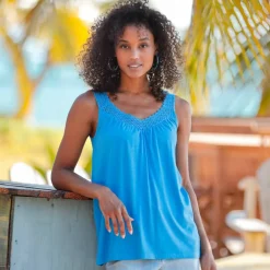 Débardeur macramé, coton-viscose