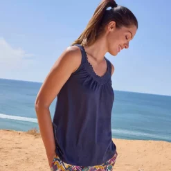 Débardeur macramé, coton-viscose