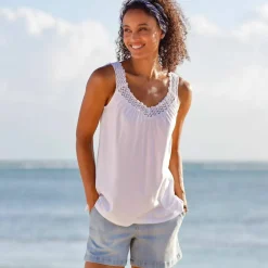 Débardeur macramé, coton-viscose