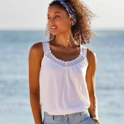 Débardeur macramé, coton-viscose