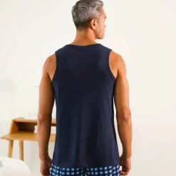 Débardeur pyjama coton imprimé placé