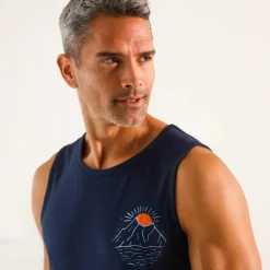 Débardeur pyjama coton imprimé placé
