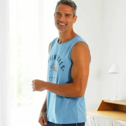 Débardeur pyjama imprimé placé coton