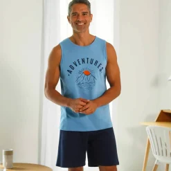 Débardeur pyjama imprimé placé coton