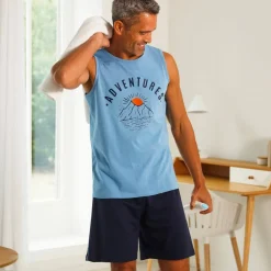 Débardeur pyjama imprimé placé coton