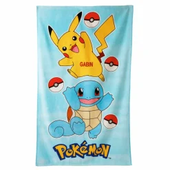 Drap de bain enfant Pokemon® personnalisable, éponge et velours coton - 320g/m2
