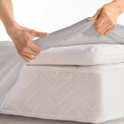 Drap-housse uni sommier articulé polyester-coton 57 fils/cm² - bonnet 26 cm
