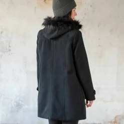 Duffle-coat capuche fausse fourrure uni