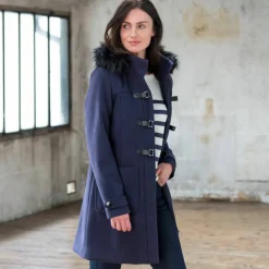 Duffle-coat capuche fausse fourrure uni