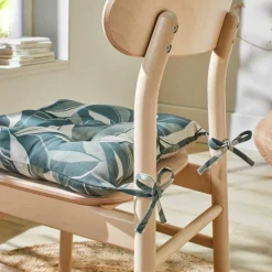 Galette de chaise carrée imprimée feuillage - lot de 2