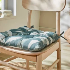 Galette de chaise carrée imprimée feuillage - lot de 2