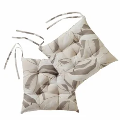 Galette de chaise carrée imprimée feuillage - lot de 2