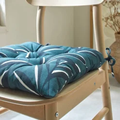 Galette de chaise carrée imprimé feuillage - lot de 2