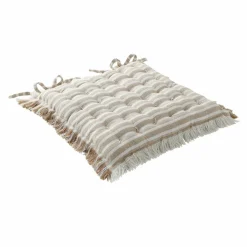 Galette de chaise carrée rayée à franges - lot de 2
