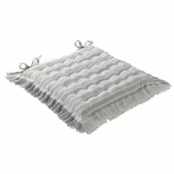 Galette de chaise carrée rayée à franges - lot de 2