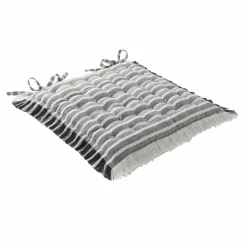 Galette de chaise carrée rayée à franges - lot de 2