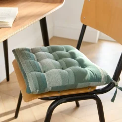 Galette de chaise carrée rayée - lot de 2