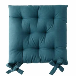 Galette de chaise carrée unie coton bachette - lot de 2