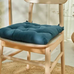 Galette de chaise carrée unie coton bachette - lot de 2