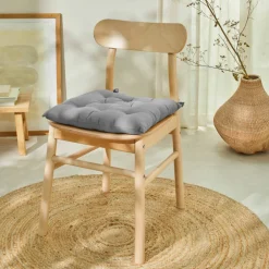 Galette de chaise carrée unie coton bachette - lot de 2