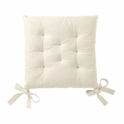Galette de chaise carrée unie coton bachette - lot de 2