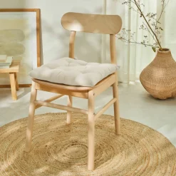 Galette de chaise carrée unie coton bachette - lot de 2