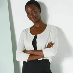 Gilet boléro boutonné, toucher doux
