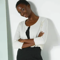 Gilet boléro boutonné, toucher doux