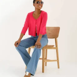 Gilet boléro boutonné, toucher doux