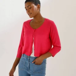 Gilet boléro boutonné, toucher doux