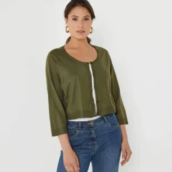 Gilet boléro boutonné, toucher doux